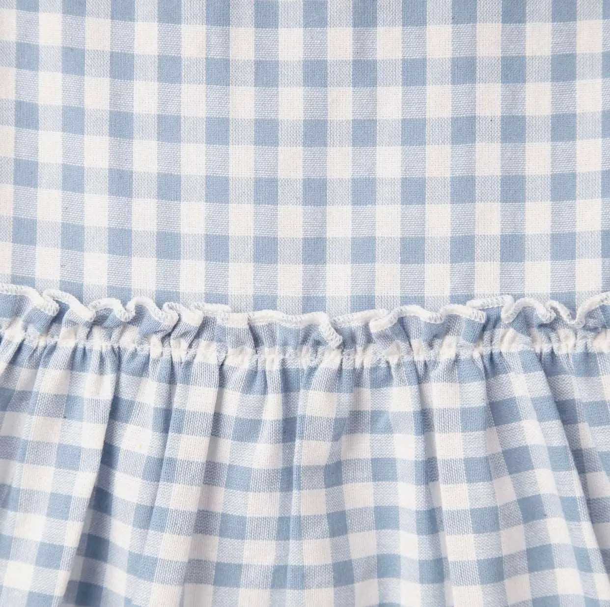 Alice Blue Gingham Tiered Dress