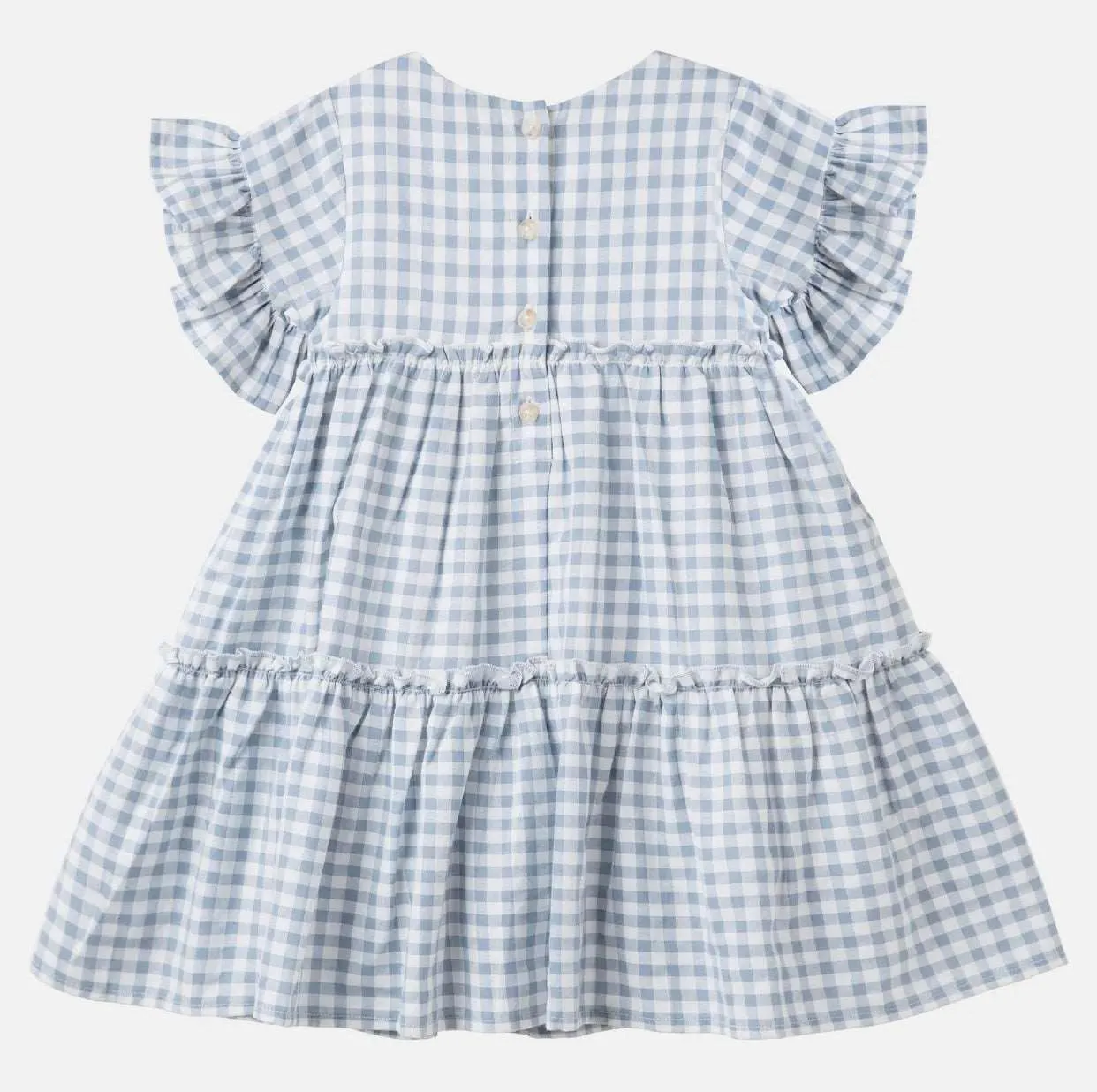 Alice Blue Gingham Tiered Dress