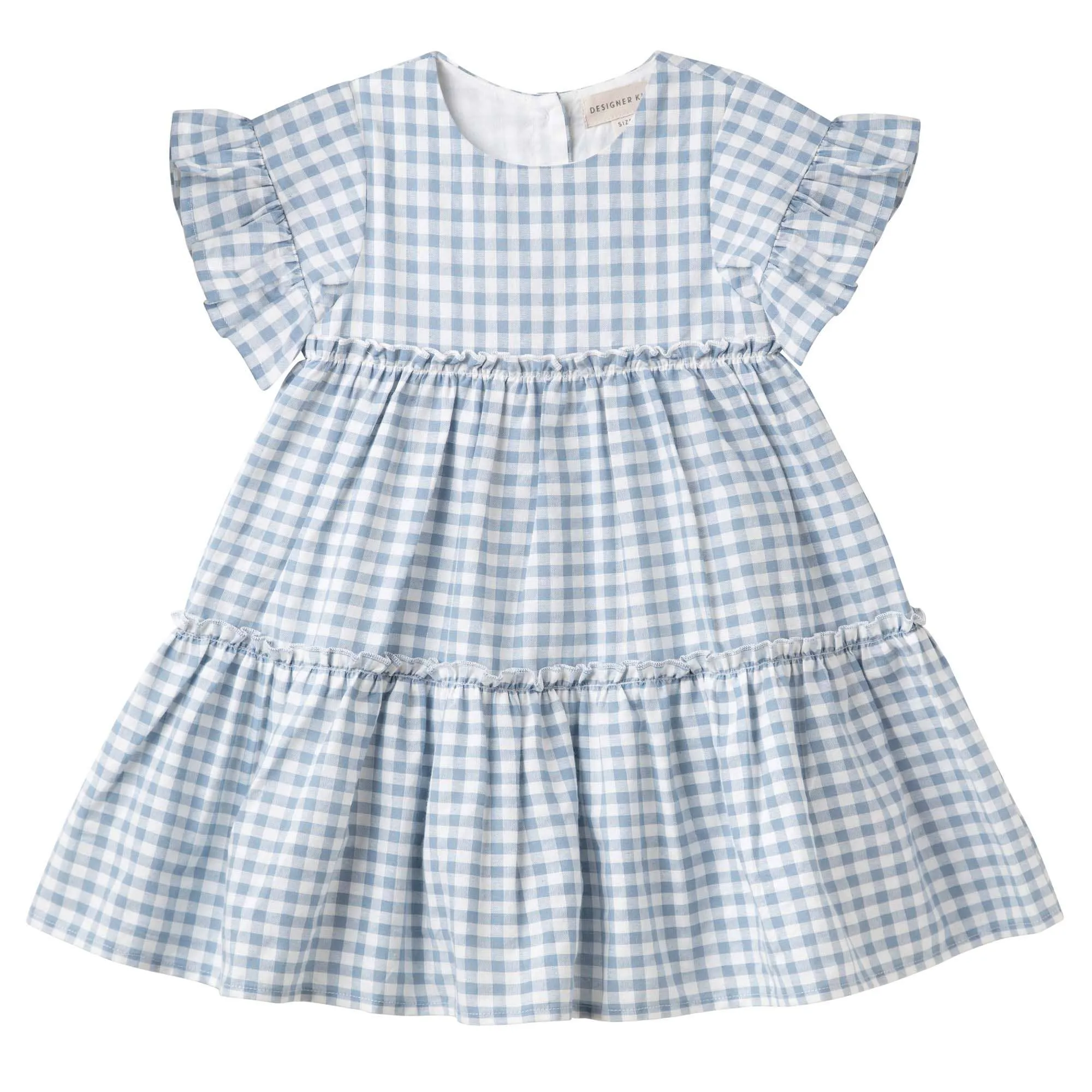 Alice Blue Gingham Tiered Dress