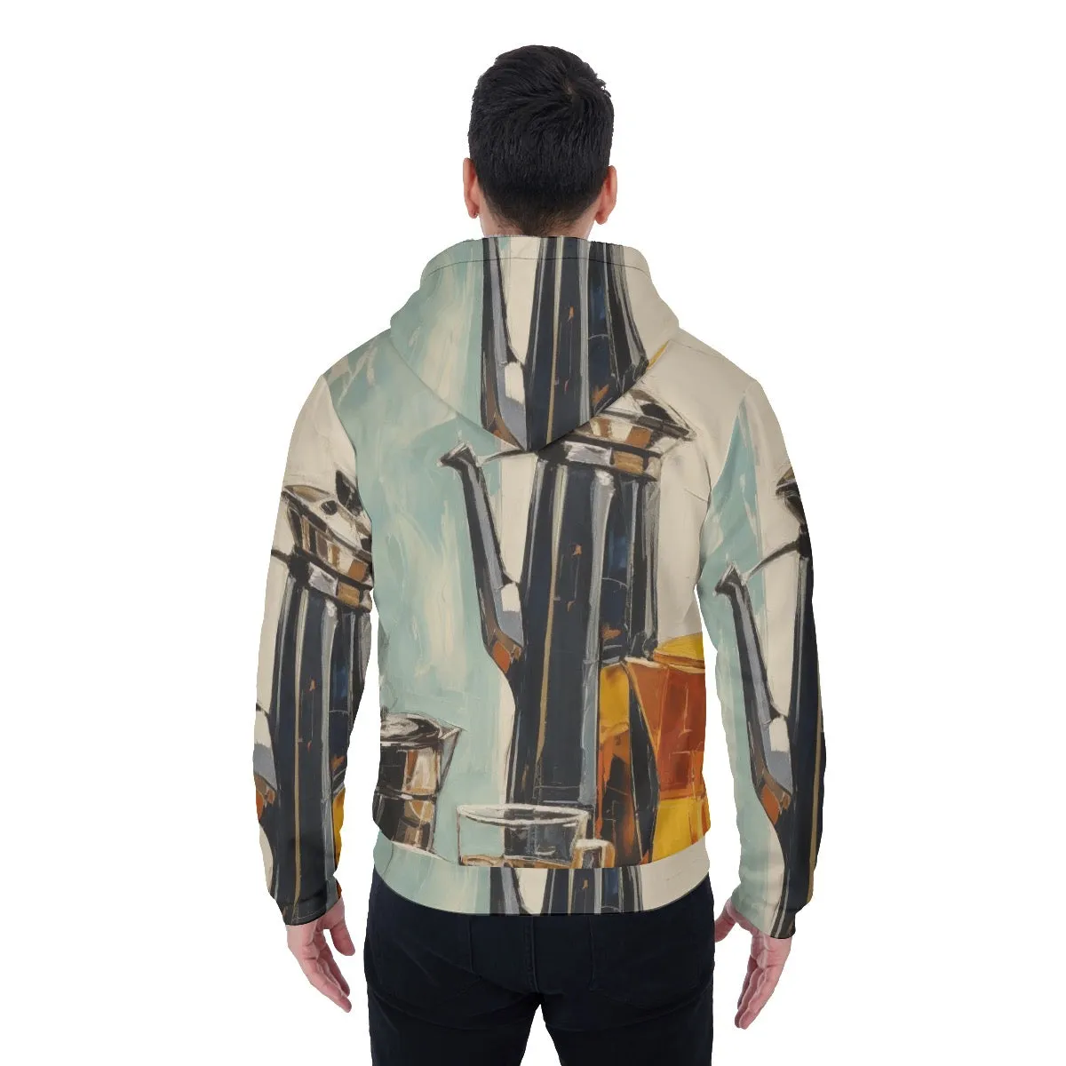 All-Over Print Men's Sherpa Fleece Zip Up Hoodie, coffee, themed, print, #25TT