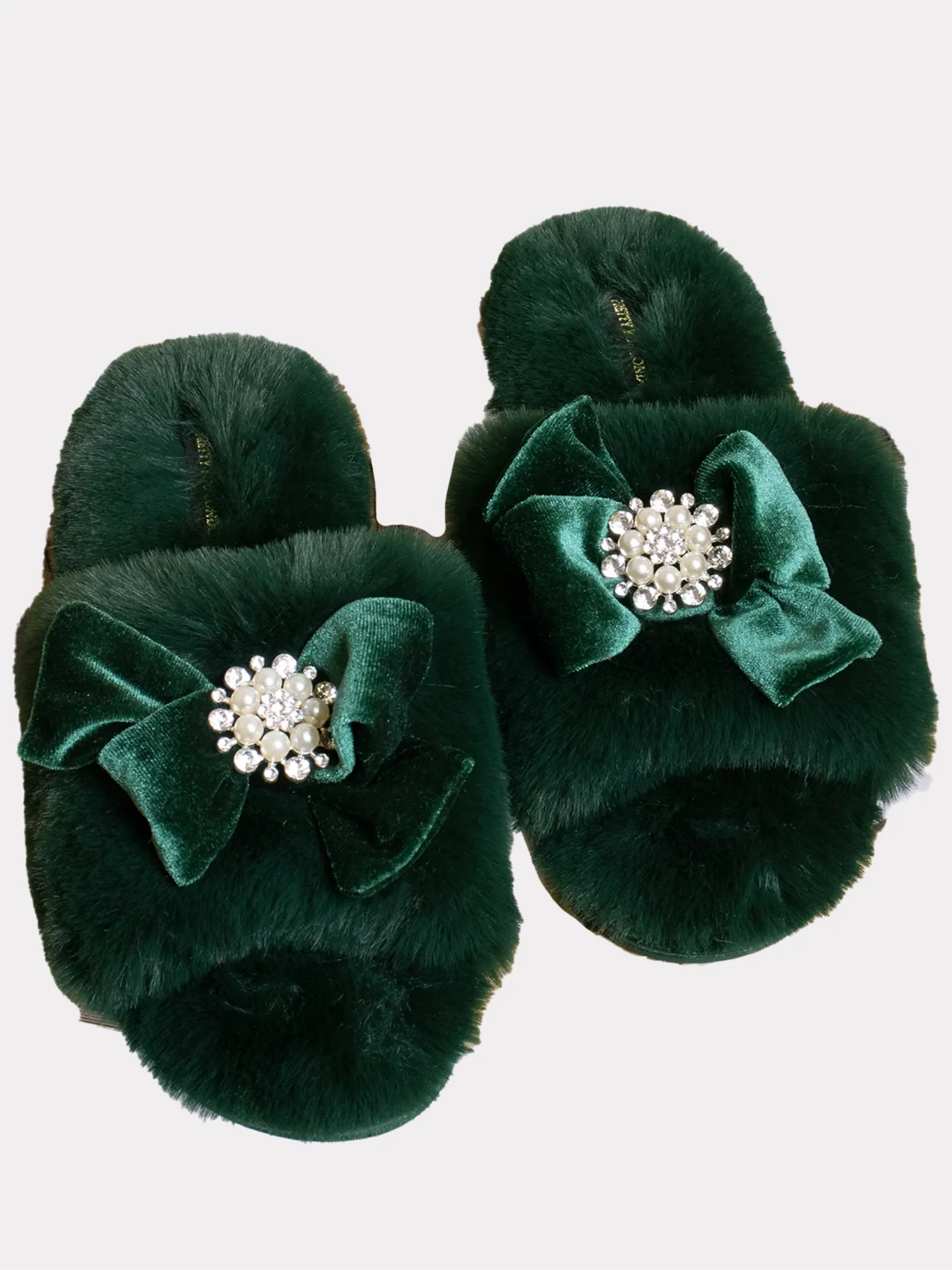 Amelie Embellished Toe Slippers Green