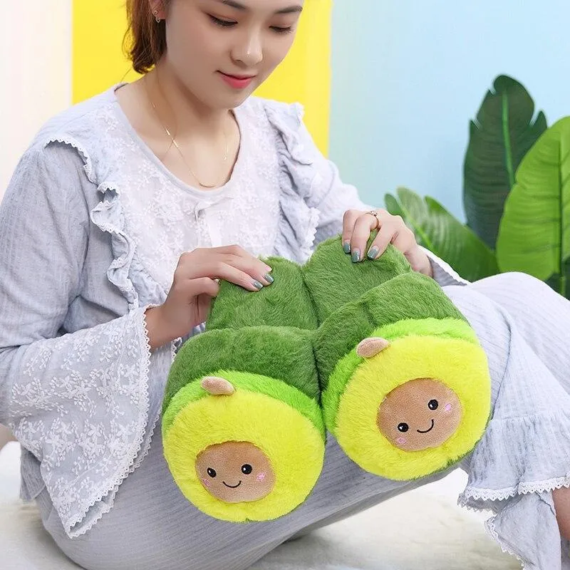 Avocado Fluffy Plush Slippers