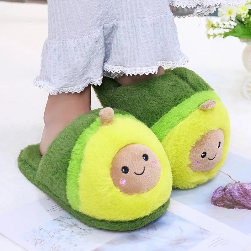 Avocado Fluffy Plush Slippers