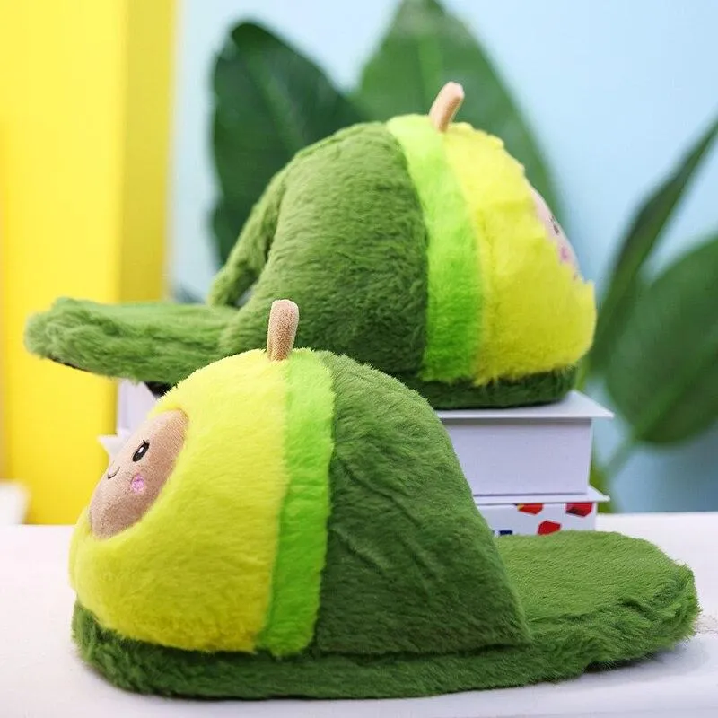 Avocado Fluffy Plush Slippers