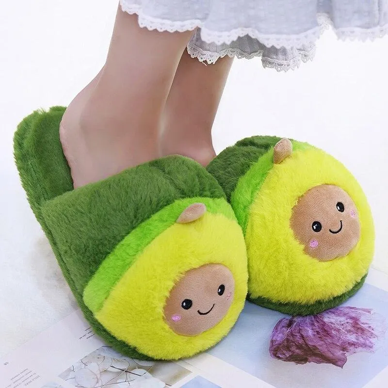 Avocado Fluffy Plush Slippers