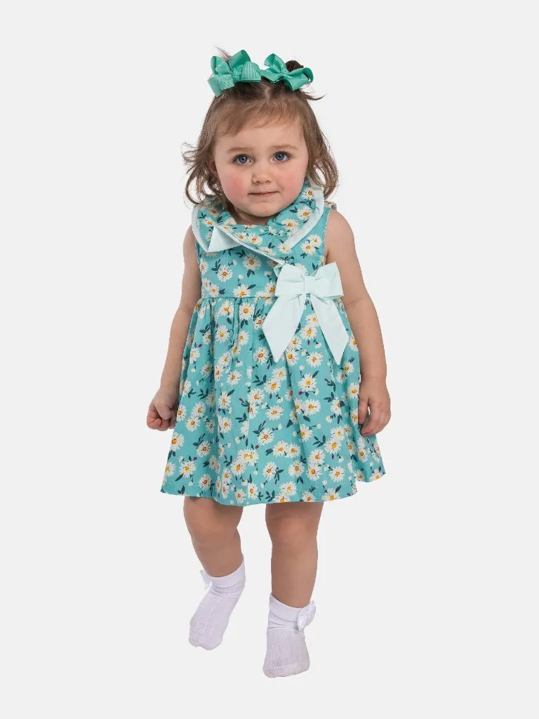 Baby Girl Marbella Printed Floral Summer Dress-Mint Green