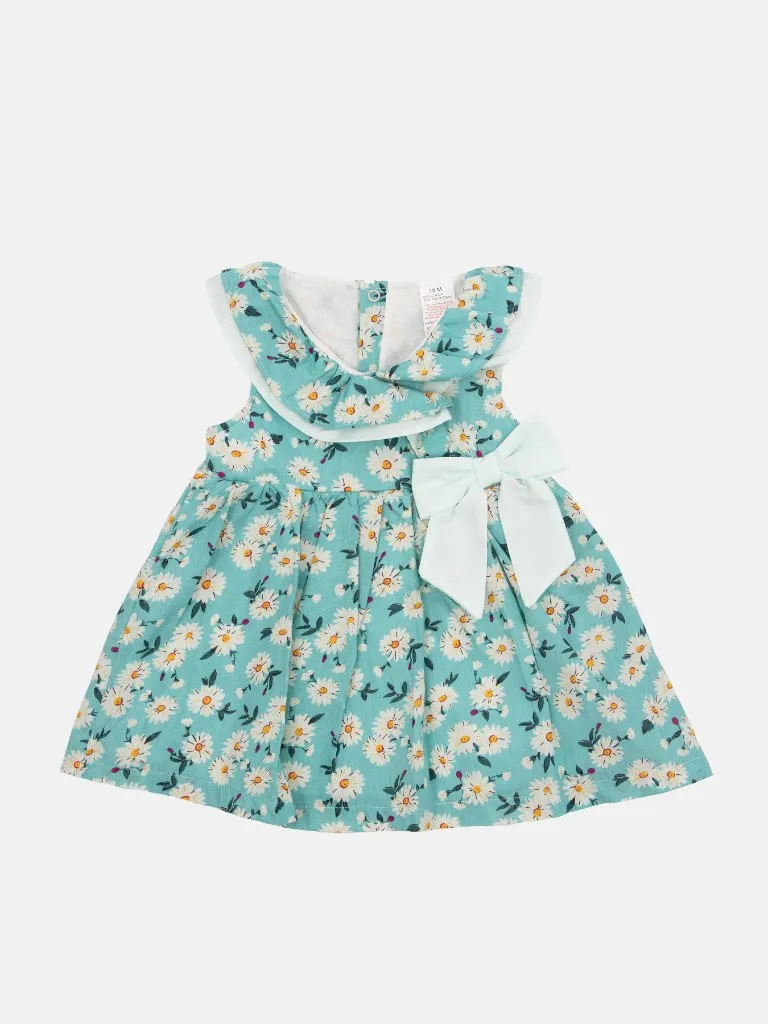 Baby Girl Marbella Printed Floral Summer Dress-Mint Green