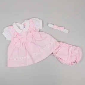 Baby Girls Dress Set with knickers and headband - Pink