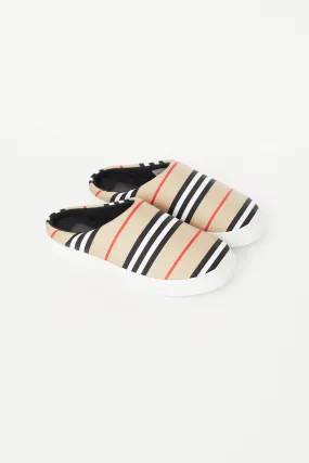 Beige & Multi Padded Homie Stripe Slipper