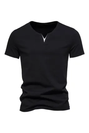 Black V-neck Short Sleeves Summer Men's Tops