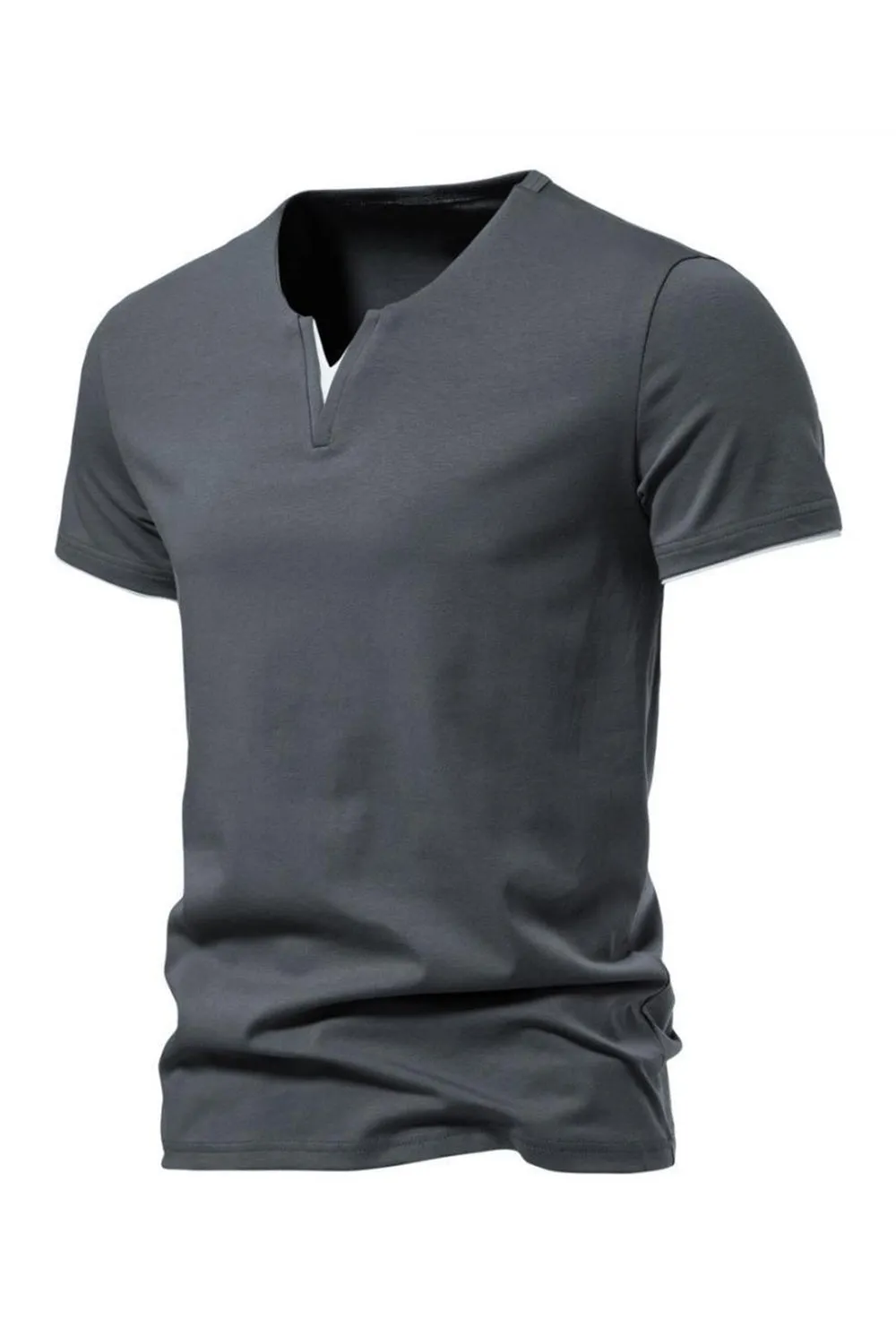 Black V-neck Short Sleeves Summer Men's Tops