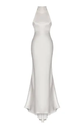 CALVA HIGH NECK WHITE GOWN