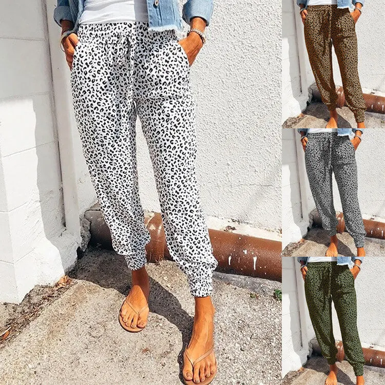 Cozy Chic Leopard Print Jogger Slacks  COLORS