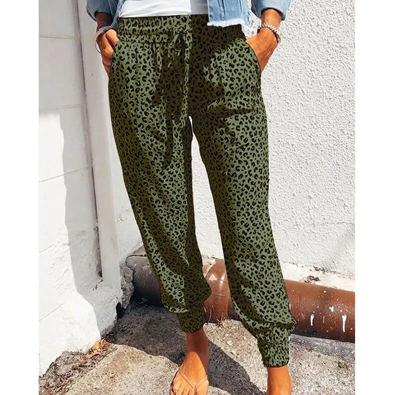 Cozy Chic Leopard Print Jogger Slacks  COLORS