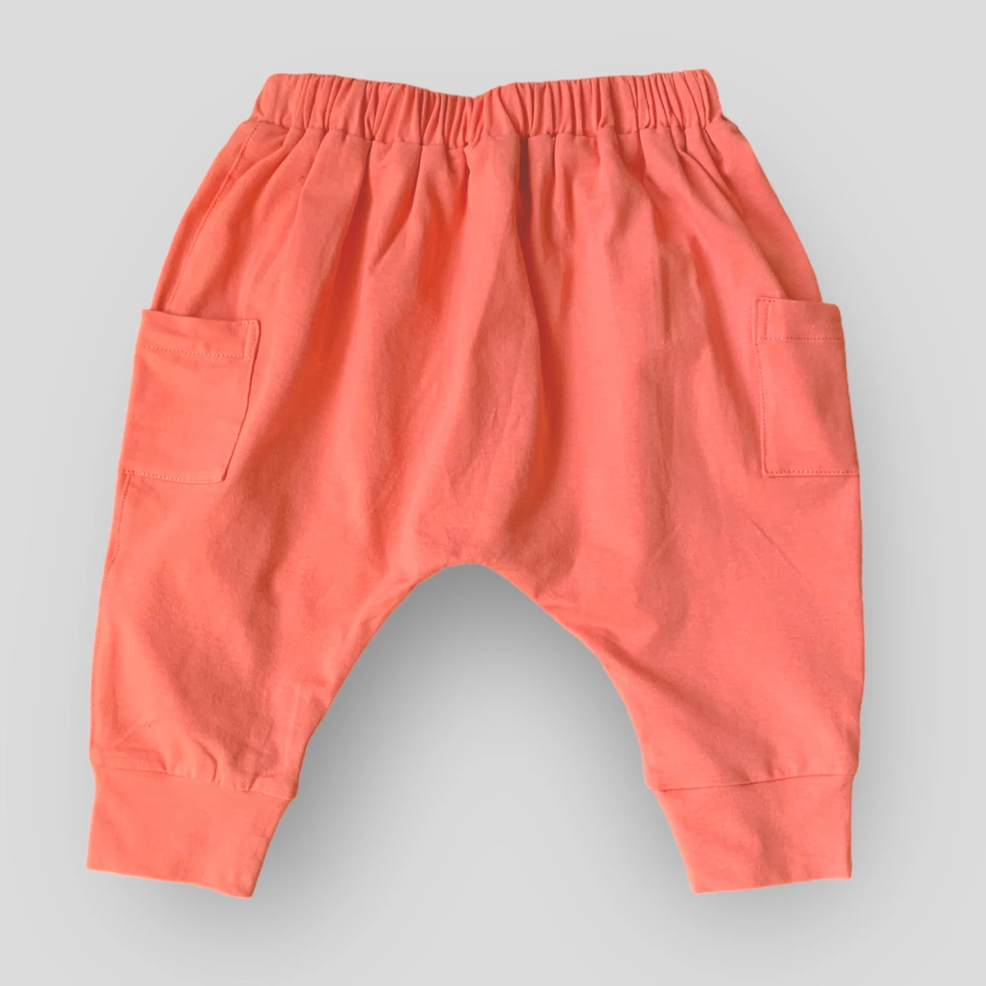 Cozy Cotton Knit Bright Coral Reef Jogger Pants for Babies and Kids