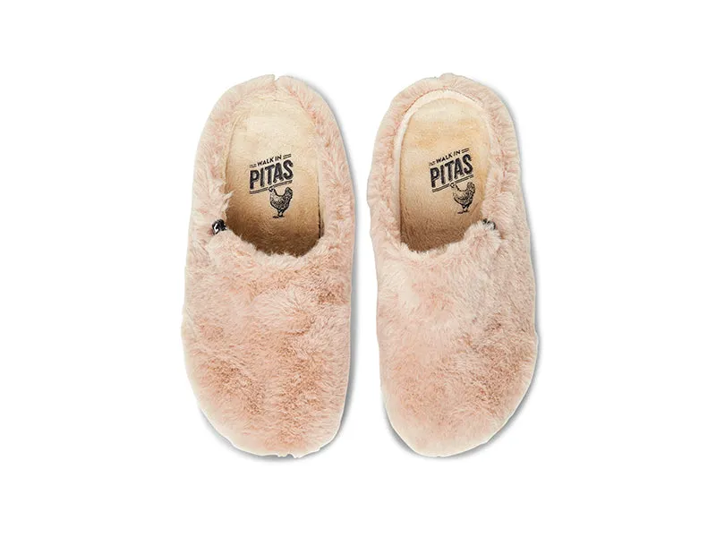 Cream eco fluffy faux fur mule slippers, 100% recycled