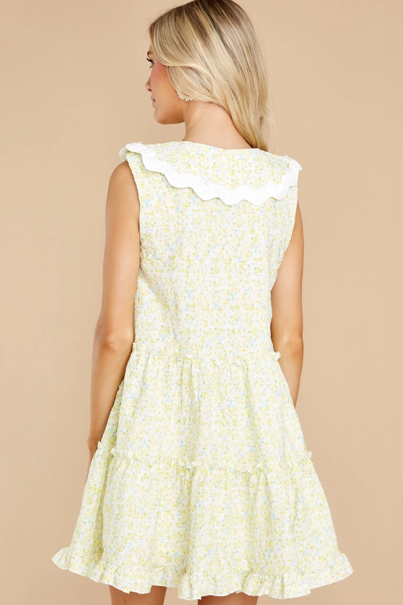 Delicate Gardens Yellow Floral Print Dress