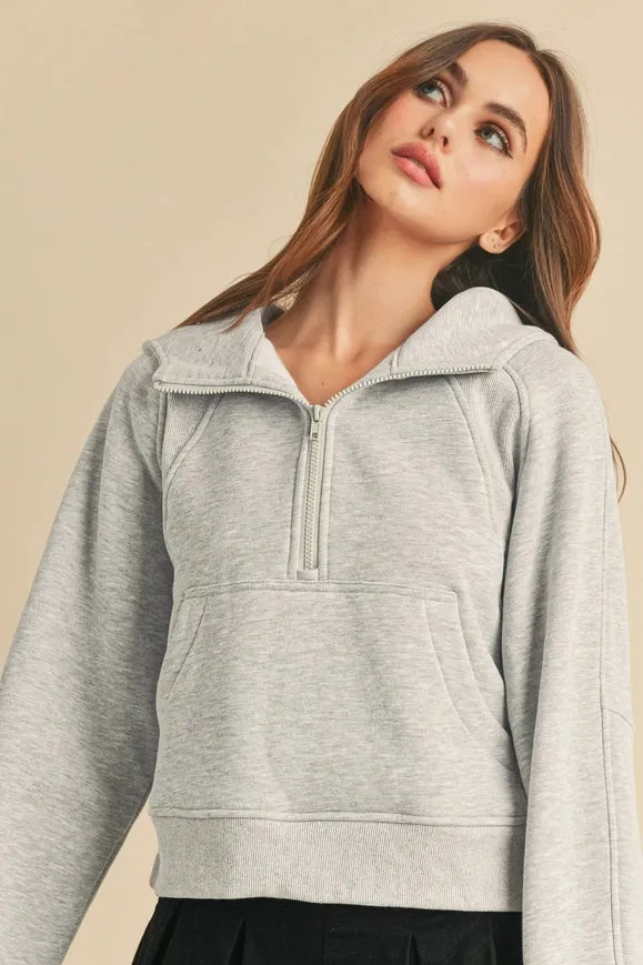 Drea Half-Zip Hoodie  Heather Gray