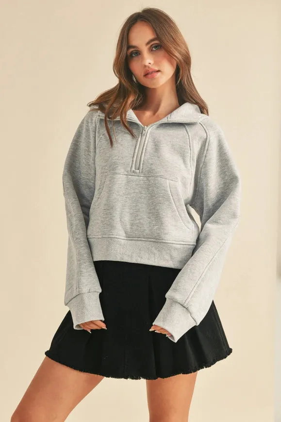 Drea Half-Zip Hoodie  Heather Gray