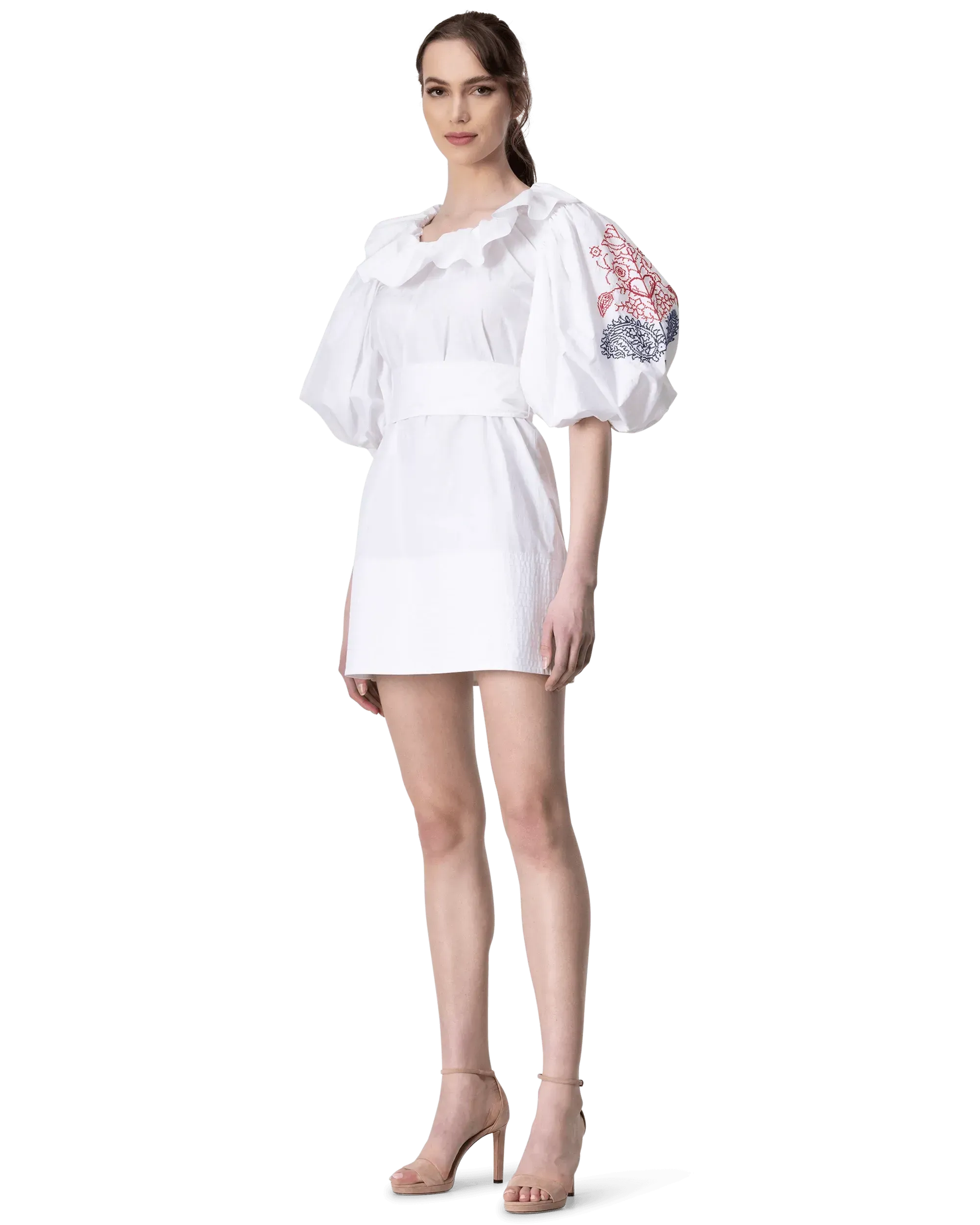 Embroidered Poplin Mini Dress