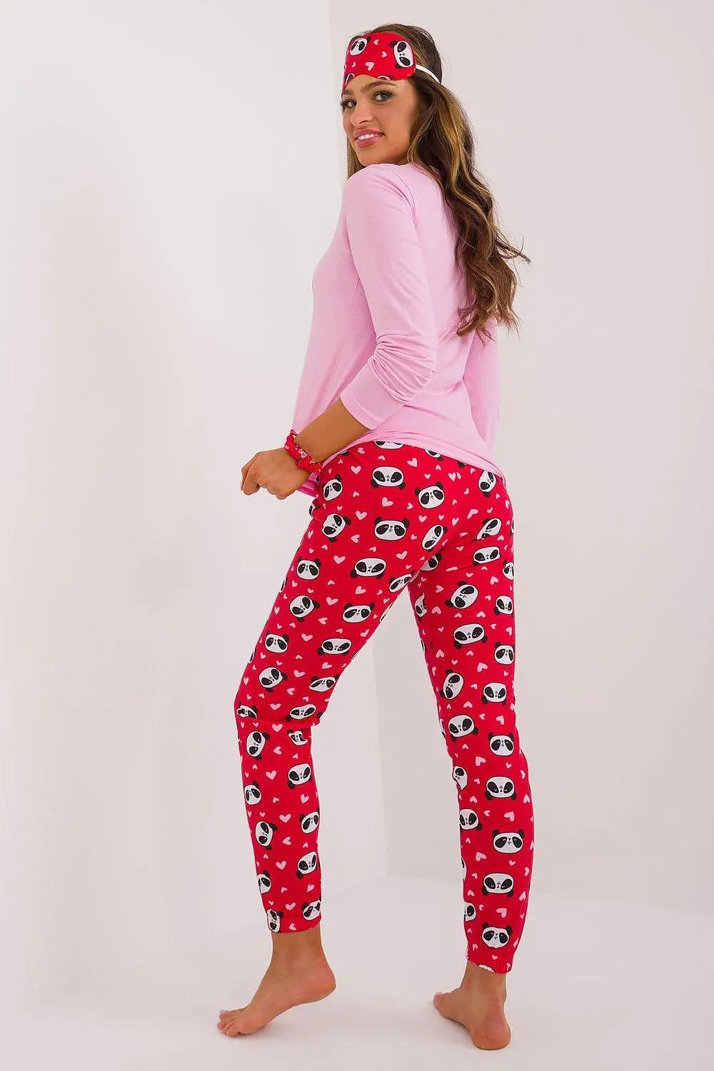 Factory Price blouse, pants, blindfold and hair elastic womens pajamas