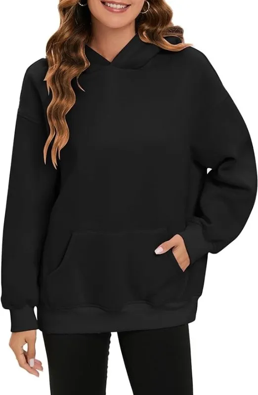 Famulily Ladies Oversized Hoodies Pullover Long Sleeve Sweatshirt Autumn Winter Thermal Fleece Tops with Pockets