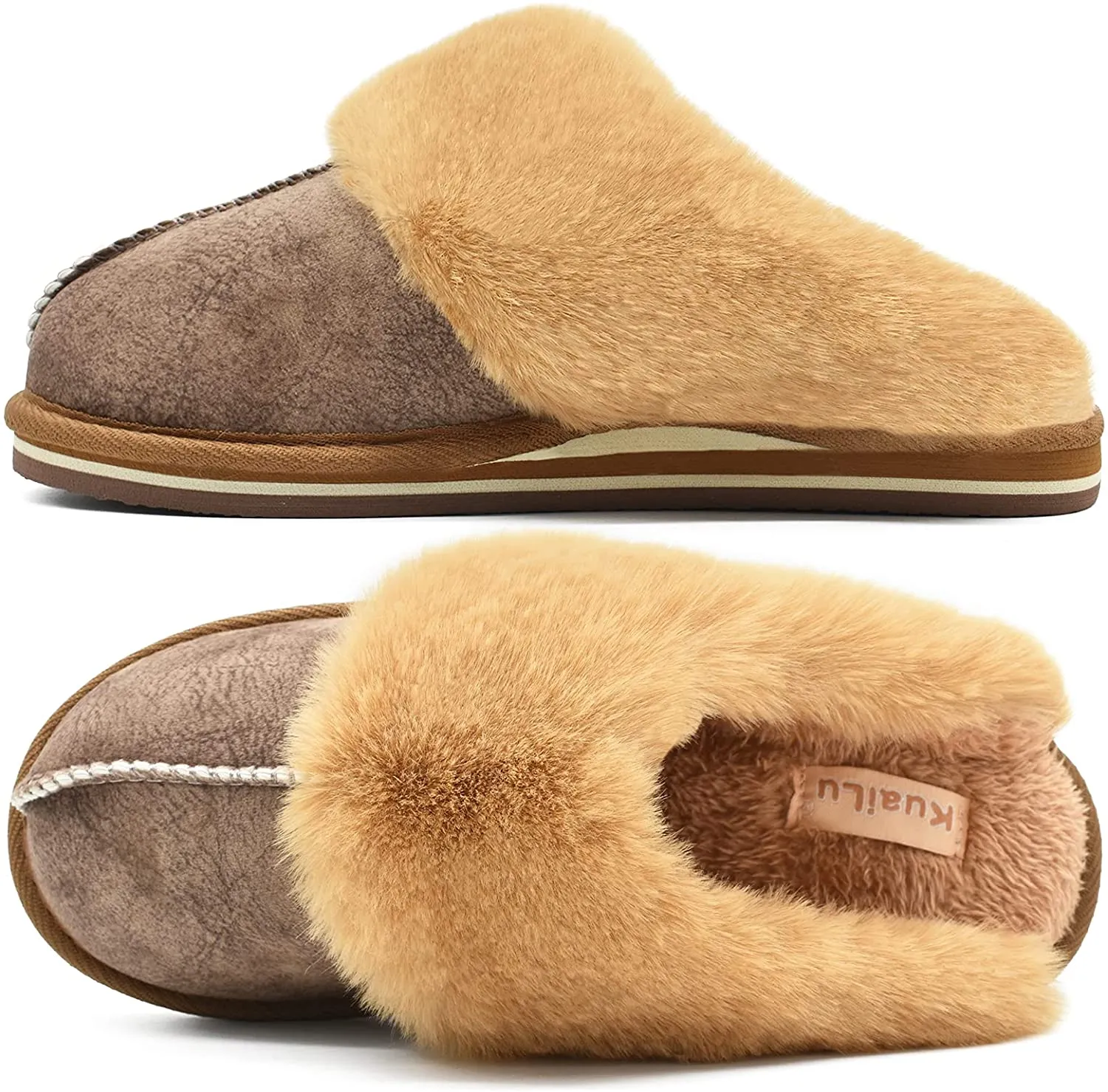 Fluffy Black Dual Memory Foam Slippers