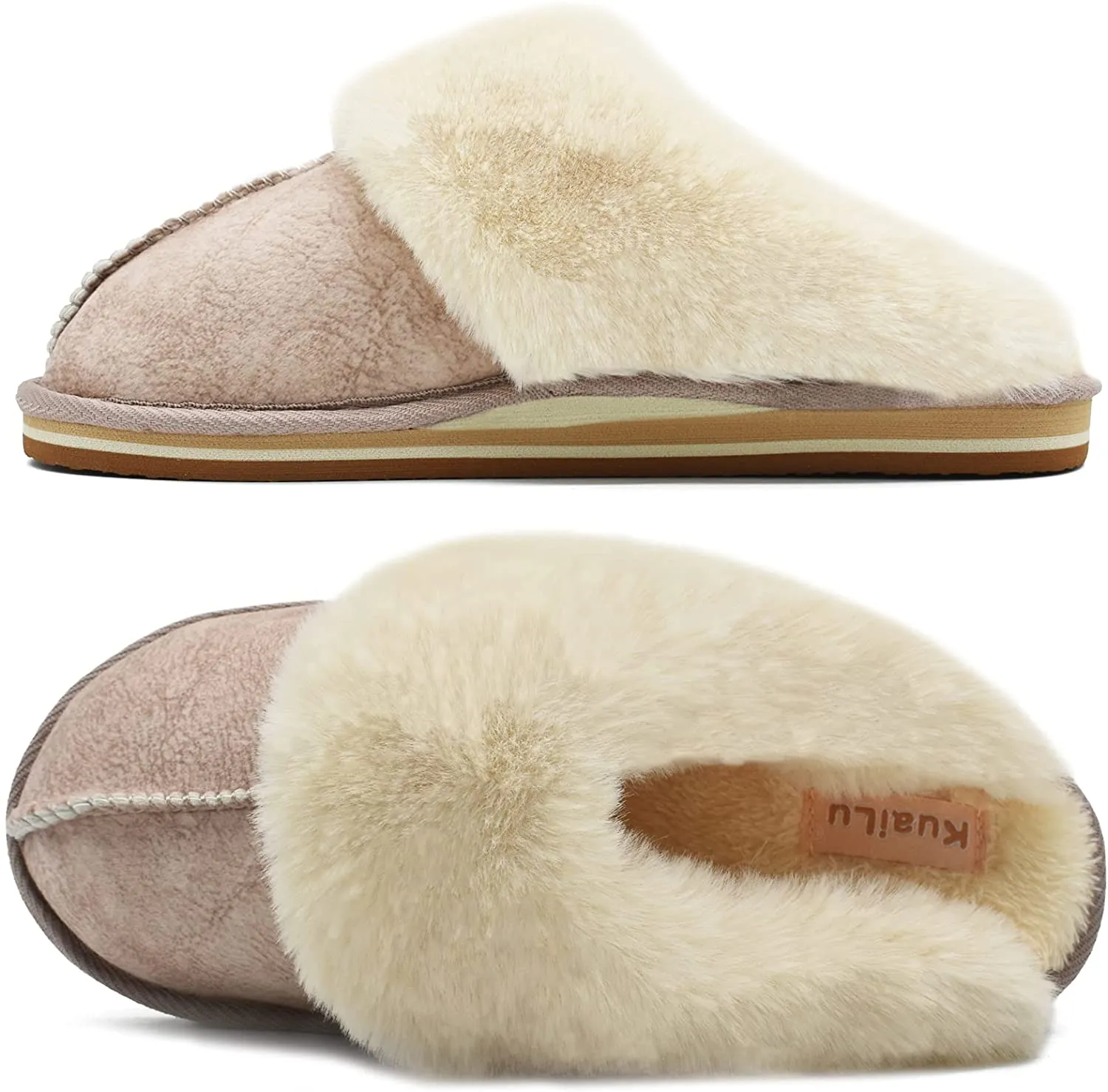 Fluffy Black Dual Memory Foam Slippers