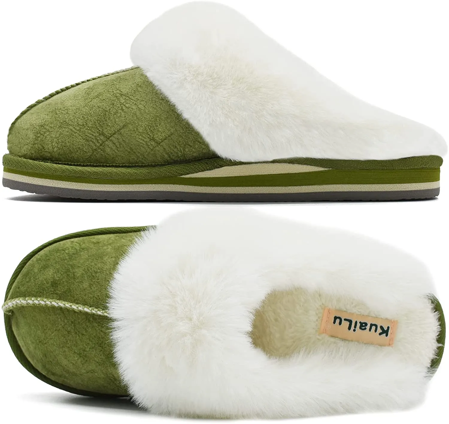 Fluffy Black Dual Memory Foam Slippers