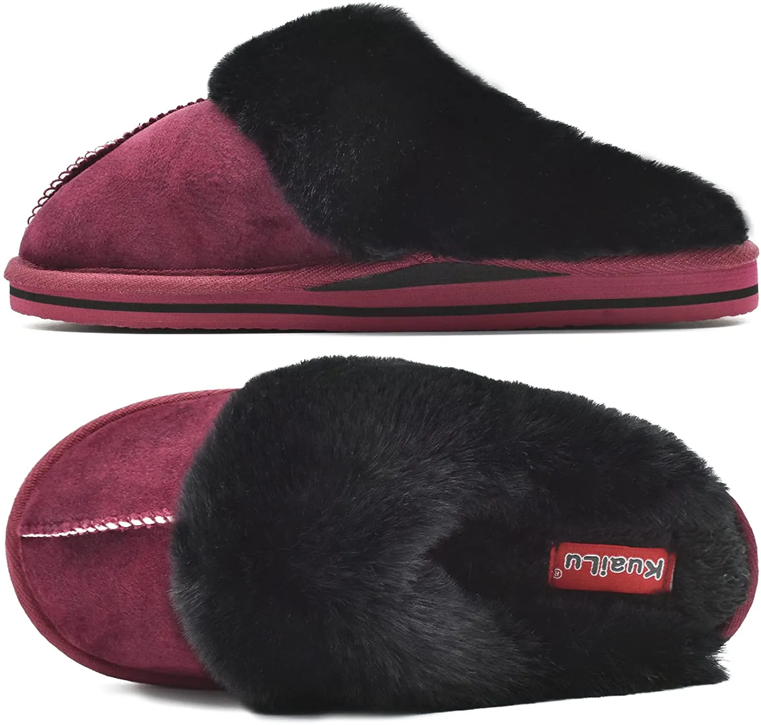 Fluffy Black Dual Memory Foam Slippers