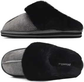 Fluffy Black Dual Memory Foam Slippers