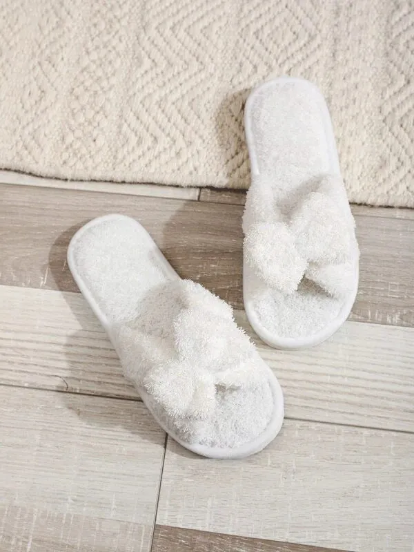 Fluffy Bow Slippers