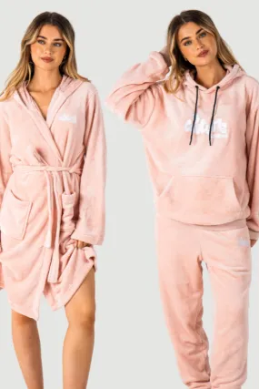 Fluffy Dressing Gown & PJ Set Bundle - Pink/Pink