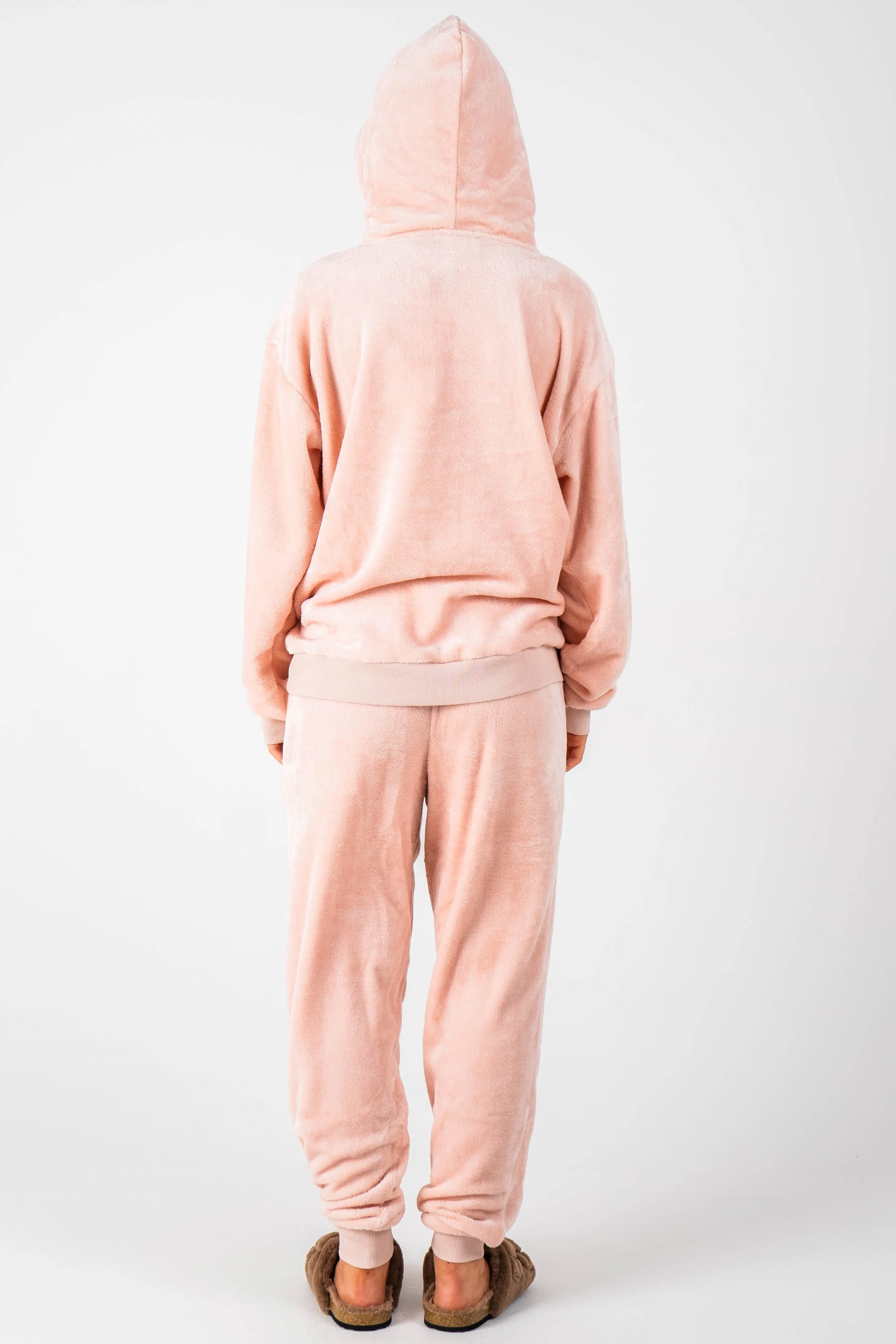 Fluffy Dressing Gown & PJ Set Bundle - Pink/Pink