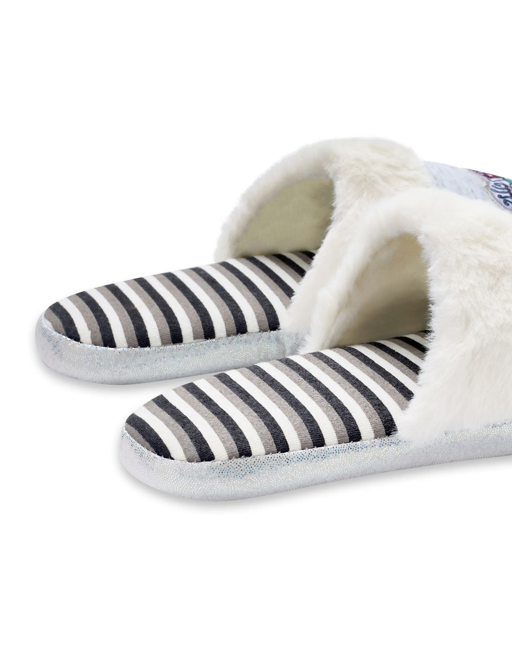 Friends Women's Slippers Central Perk Ladies Fluffy Shoes - Grey