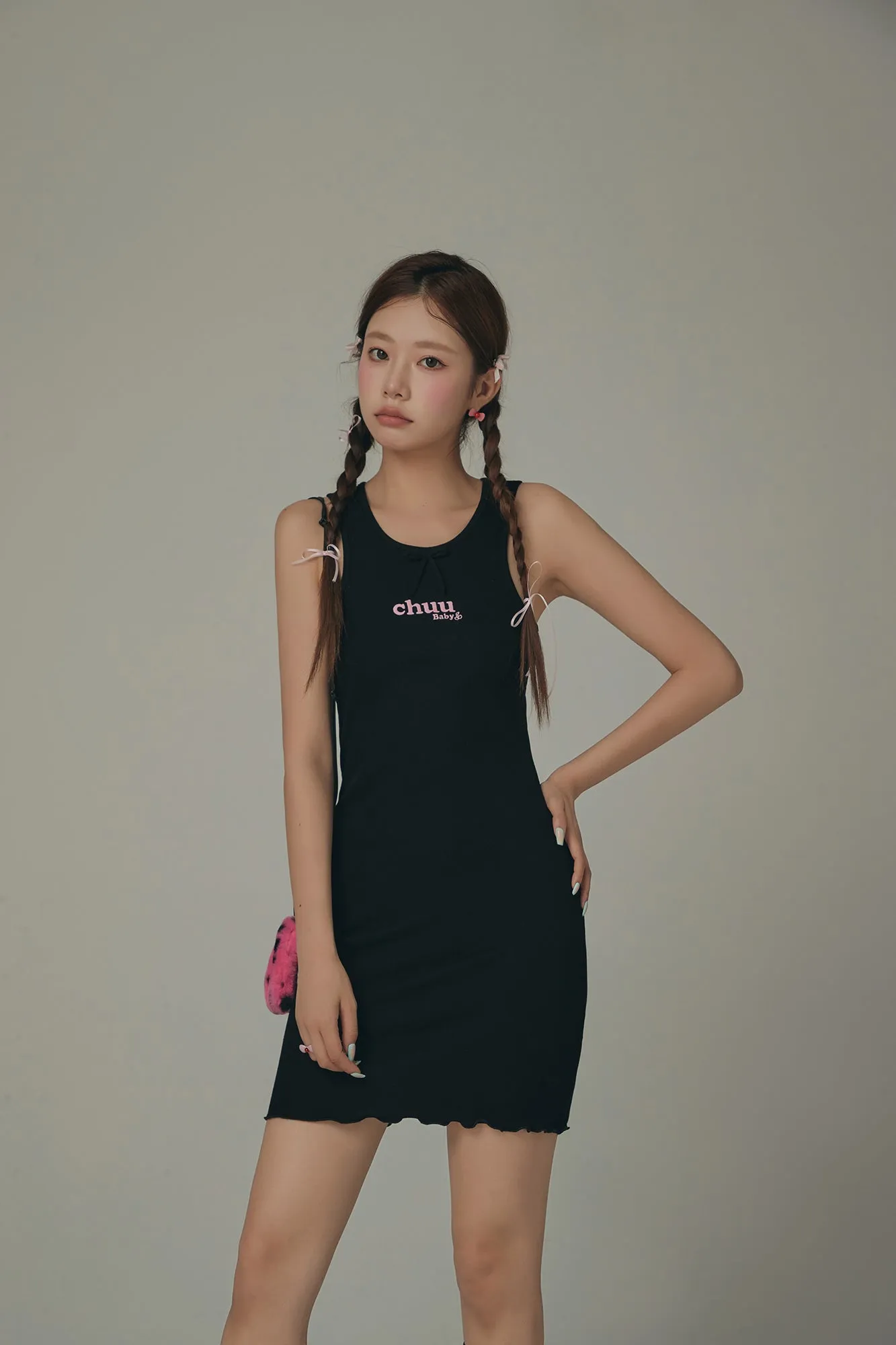 Frilly Hem Sleeveless Logo Mini Dress