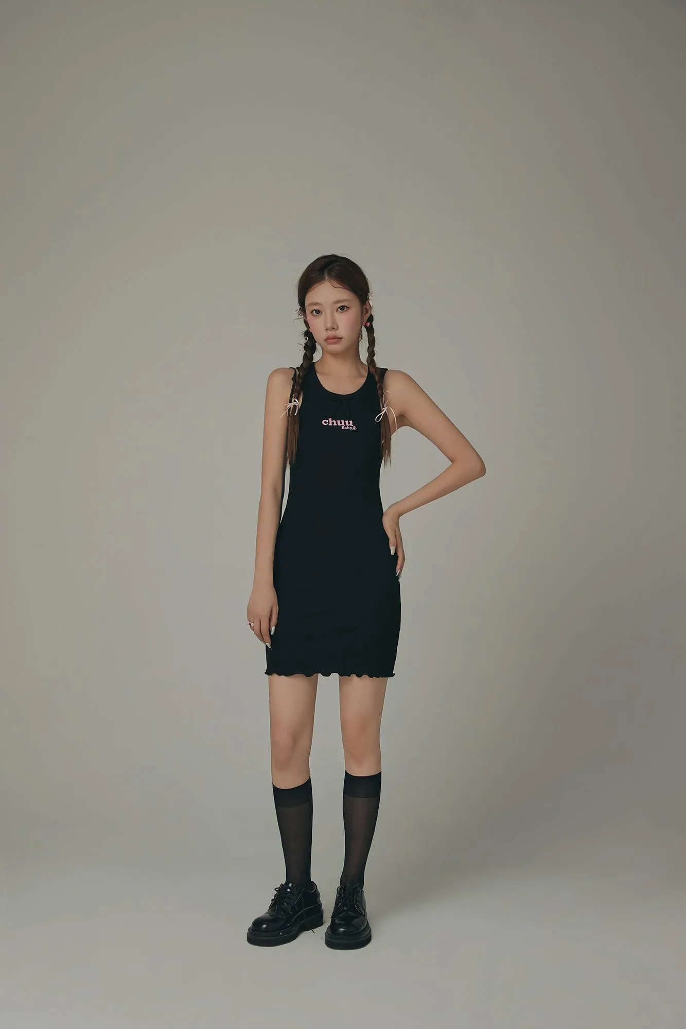 Frilly Hem Sleeveless Logo Mini Dress