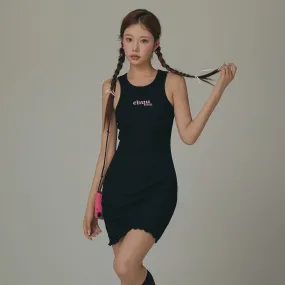 Frilly Hem Sleeveless Logo Mini Dress