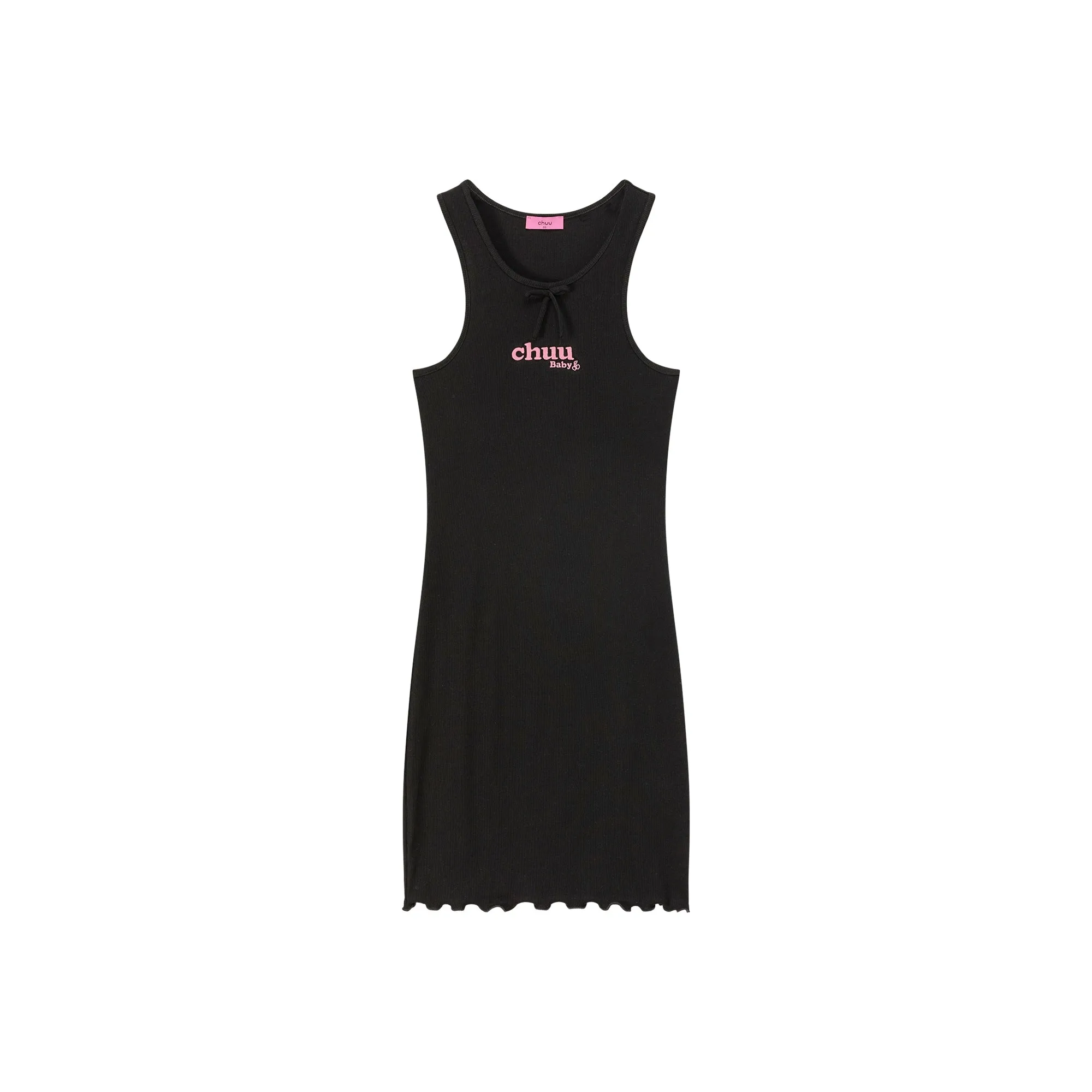 Frilly Hem Sleeveless Logo Mini Dress