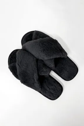 Gigi Fluffy Slippers - Black