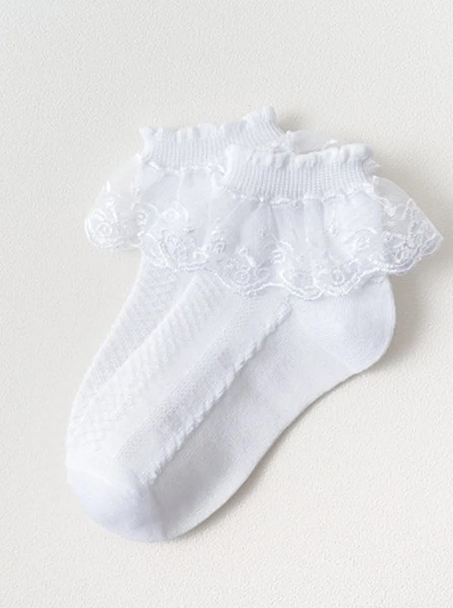 Girls Frilly Ruffle Lace Socks