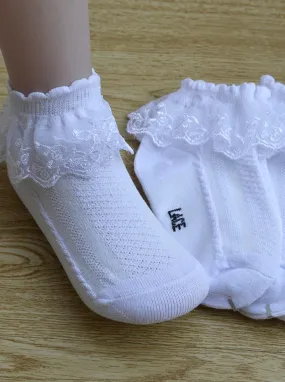 Girls Frilly Ruffle Lace Socks