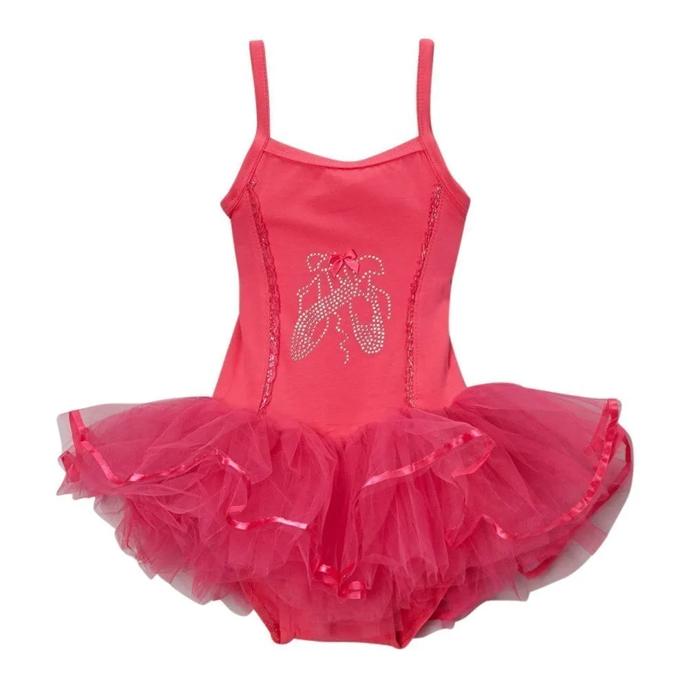 Girls Hot Pink Ballet Slipper Skirted Dance Leotard 12M-10