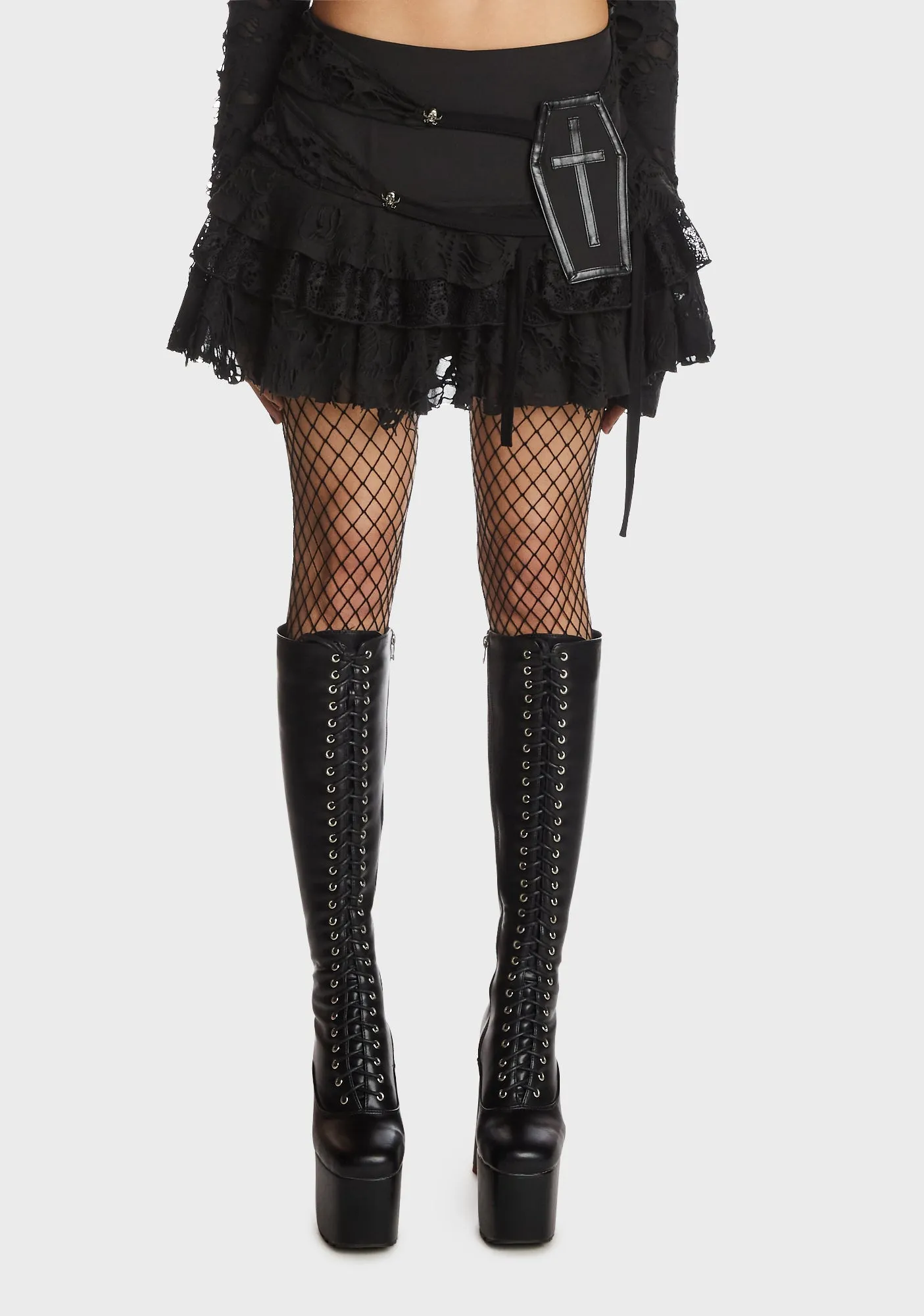 Gothic Ghost Lace Frilly Skirt