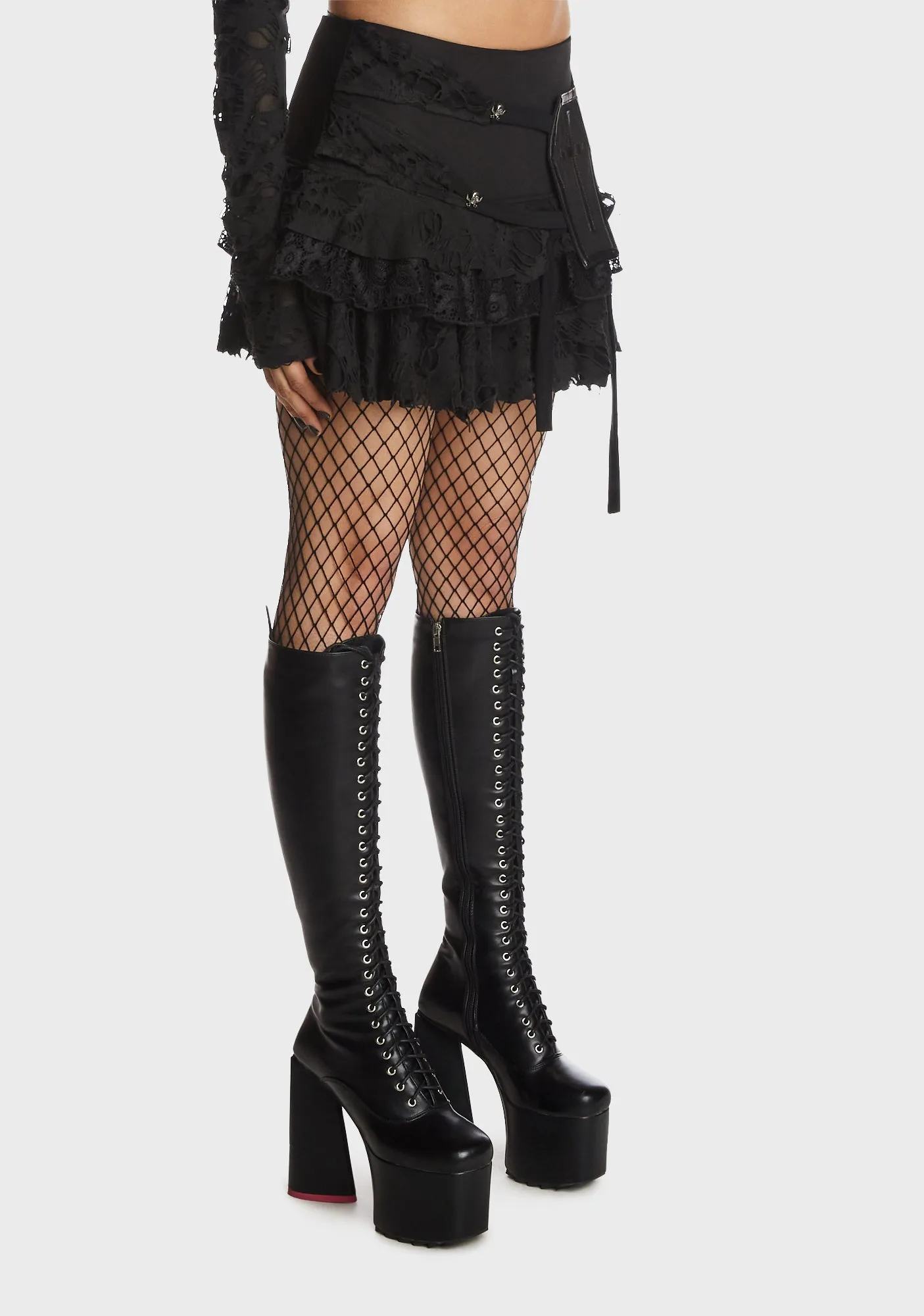 Gothic Ghost Lace Frilly Skirt