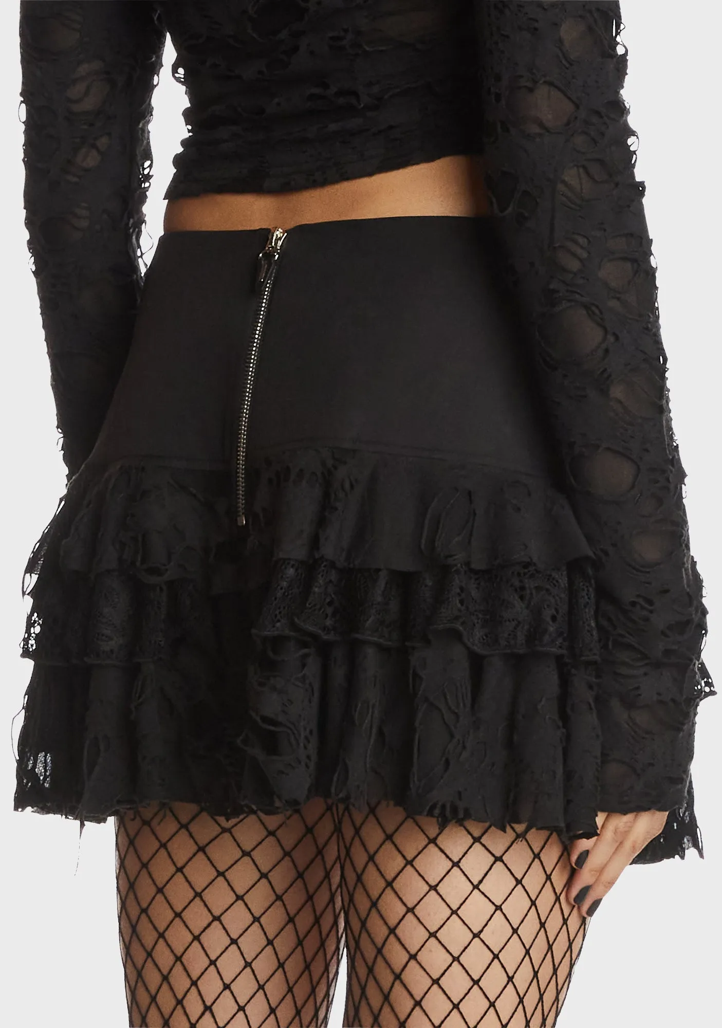 Gothic Ghost Lace Frilly Skirt