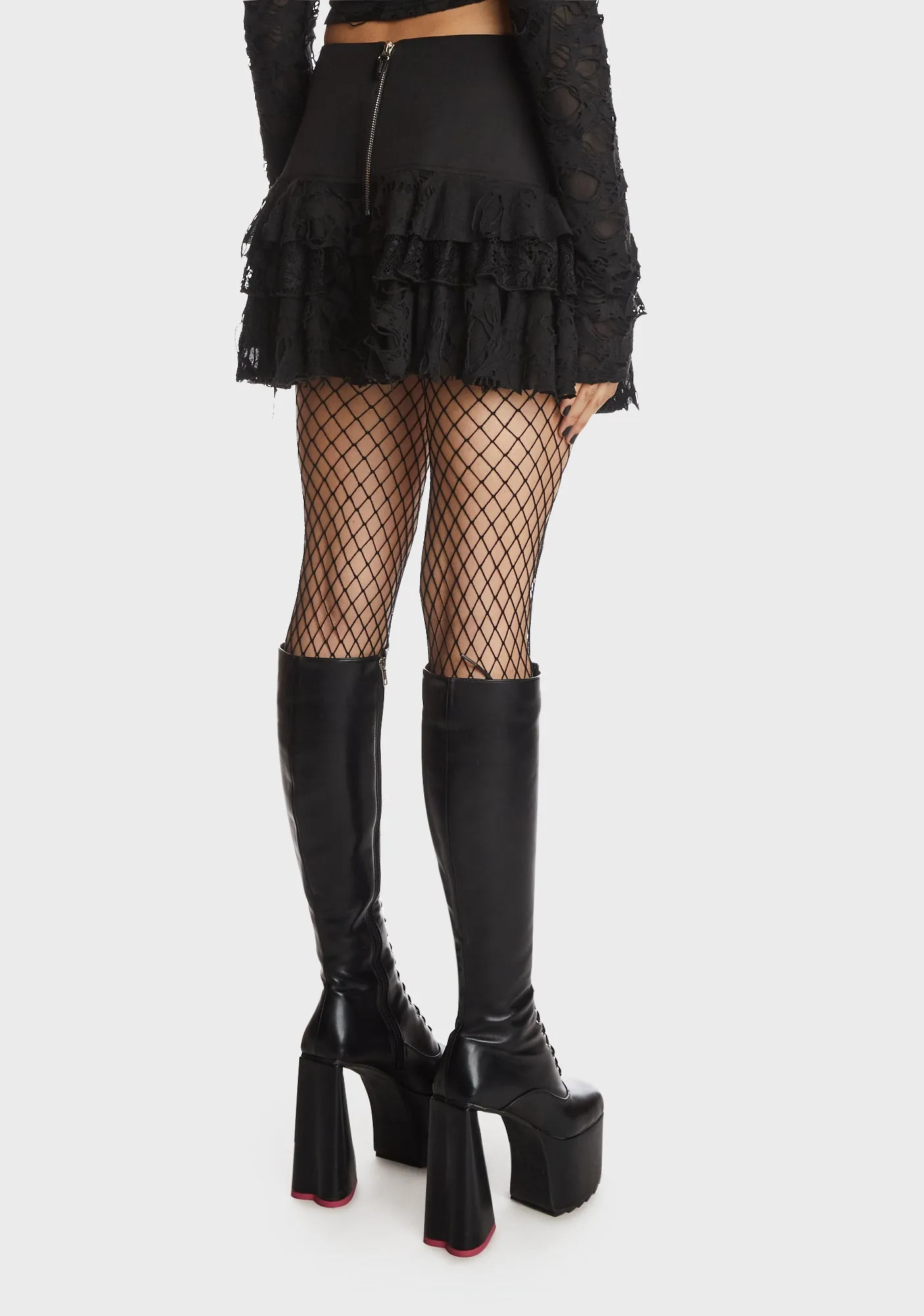 Gothic Ghost Lace Frilly Skirt