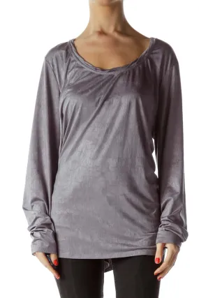 Gray Relaxed Fit Long Sleeve Top