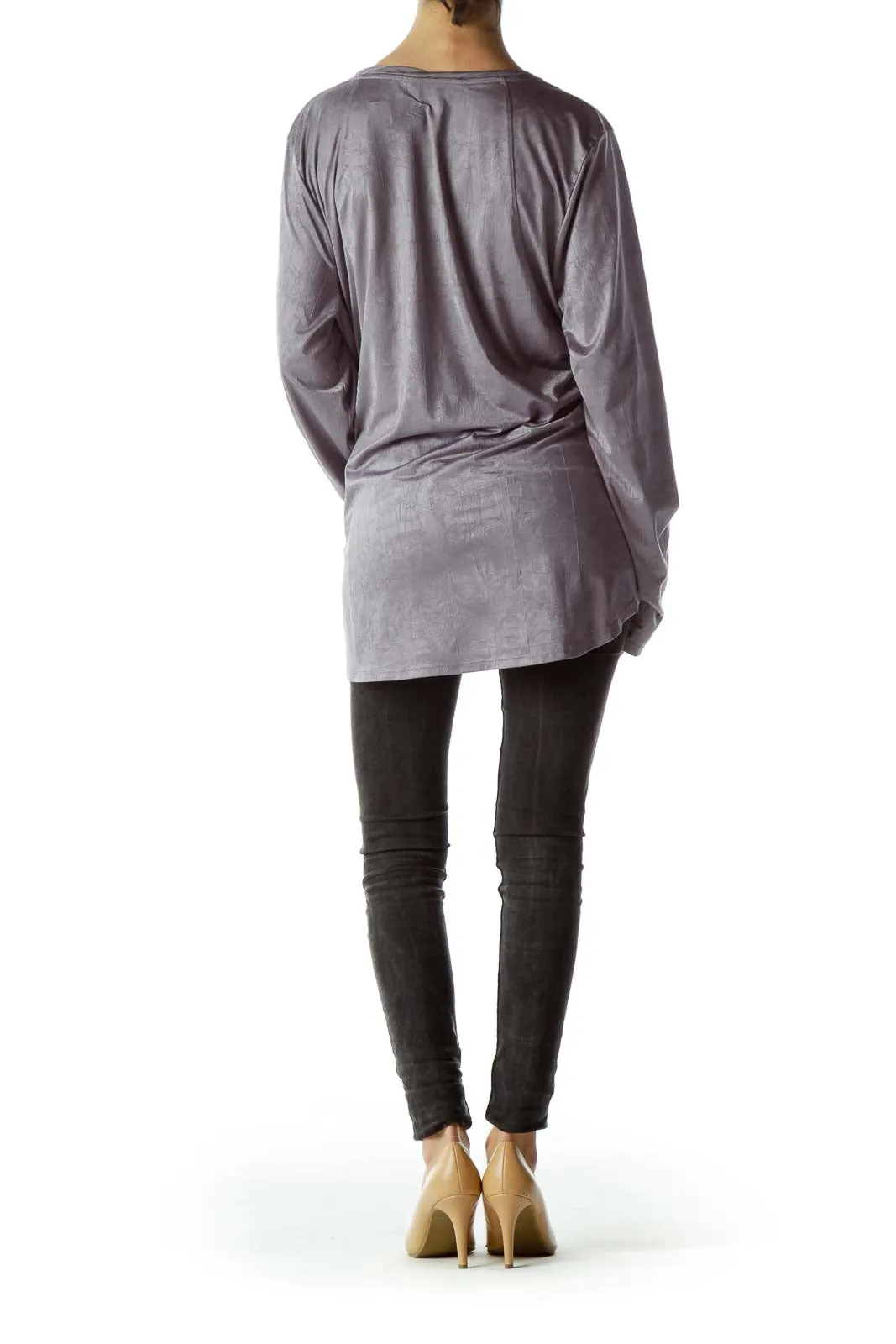 Gray Relaxed Fit Long Sleeve Top