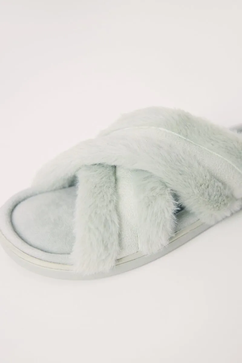 Green padded slippers